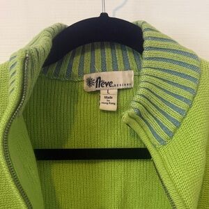 Neve Designs Lime Green Zip-Front Cardigan Sweater